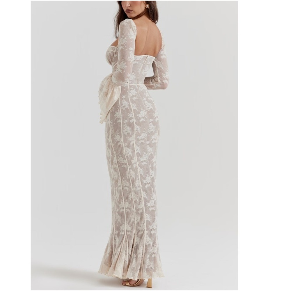House of CB Women's Vintage Cream Delilah Lace Maxi Dress Size L+ Plus(10-12)NWT - Picture 2 of 13